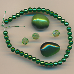 Glasperlen perlmutt grün, Inhalt 45 Stück, Größe 4 -18 mm, Wachsperlen