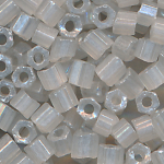 Hexa-Cut-Perlen silber-grau satin, Inhalt 20 g, Gr&ouml;&szlig;e 10/0