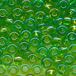 Rocailles light-grün klar rainbow, Größe 8/0 (3,0 mm), 20 Gramm