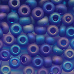 Rocailles matt dark-blau rainbow, Größe 11/0  (2,1 mm), 100 Gramm