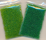 Rocailles Ton in Ton, grün transparent, Größe 10/0, Inhalt 32 g