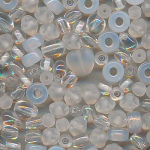 Glasperlen kristall, matt, soft-wei&szlig;, Inhalt 190 St&uuml;ck, Gr&ouml;&szlig;e 4 - 7 mm, Mix 