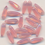 Glasperlen Tropfen rosa, Inhalt 20 St&uuml;ck, Gr&ouml;&szlig;e 11 x 4 mm
