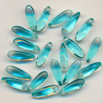 Glasperlen hell blau, Inhalt 20 St&uuml;ck, Gr&ouml;&szlig;e 10 x 4 mm, Tropfen