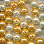 Wachsperlen Mix perlmutt gold, Inhalt 20 St&uuml;ck, Gr&ouml;&szlig;e 10 mm, Glas, b&ouml;hmisch