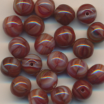 Glasperlen rot-braun marmor, Inhalt 21 St&uuml;ck, Gr&ouml;&szlig;e 8 mm, Kugeln