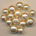 Wachsperlen perlmutt, Inhalt 15 St&uuml;ck, Gr&ouml;&szlig;e 16 - 12 mm, Glas, gro&szlig;, Mix