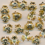 Perlkappen goldfarbig, Inhalt 20 St&uuml;ck, Gr&ouml;&szlig;e 13 mm