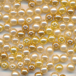 Wachsperlen perlmutt pastell gold, Inhalt 100 St&uuml;ck, Gr&ouml;&szlig;e 4 mm, Glas b&ouml;hmisch, Mix