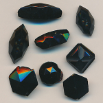 Glas-Perlen Mix jet-schwarz, Inhalt 8 St&uuml;ck, antik, Gr&ouml;&szlig;e 17 - 10 mm