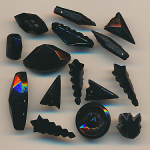 Glas-Perlen Mix jet-schwarz, Inhalt 15 Stück, antik,...