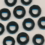 Glas-Perlen jet-schwarz, Inhalt 6 St&uuml;ck, antik, Gr&ouml;&szlig;e 14 mm