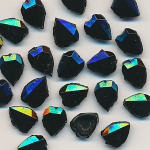 Glas-Perlen jet-schwarz, Inhalt 22 St&uuml;ck, antik, Gr&ouml;&szlig;e 9 x 7 mm
