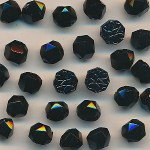 Glas-Perlen jet-schwarz, Inhalt 26 Stück, antik,...