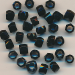 Glas-Perlen jet-schwarz, Inhalt 32 St&uuml;ck, antik, Gr&ouml;&szlig;e 6 mm