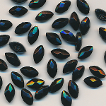 Glas-Perlen jet-schwarz, Inhalt 40 Stück, antik, Größe 9 x 5 mm