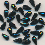 Glas-Perlen jet-schwarz, Inhalt 32 Stück, antik,...