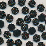 Glas-Perlen jet-schwarz, Inhalt 33 St&uuml;ck, antik, Gr&ouml;&szlig;e 8 mm