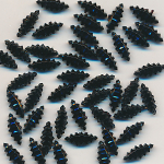 Glas-Perlen jet-schwarz, Inhalt 40 St&uuml;ck, antik, 2-Loch, Gr&ouml;&szlig;e 10 x 4 mm
