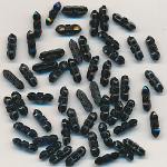 Glas-Perlen jet-schwarz, Inhalt 50 St&uuml;ck, antik, Gr&ouml;&szlig;e 8 x 3 mm