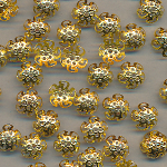 Perlkappen goldfarben, Inhalt 20 St&uuml;ck, Gr&ouml;&szlig;e 8 mm