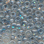 Rocailles kristall AB lining silber-grau, Größe 8/0  (3,0 mm), 20 Gramm