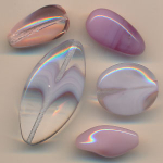 Glasperlen rosa, Inhalt 5 St&uuml;ck, Gr&ouml;&szlig;e 10 - 37 mm, b&ouml;hmisch, Mix