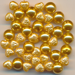 Wachsperlen gold, Inhalt 40 Stück, Größe 6 - 8 mm, Glas, Mix*
