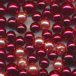 Wachsperlen Mix rosa rot, Inhalt 35 g, Gr&ouml;&szlig;e 8 - 6 mm, Glas