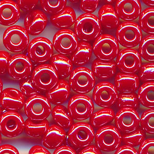 Rocailles rot lüster, Inhalt 8 g, Größe 6/0 (4 mm), böhmisch