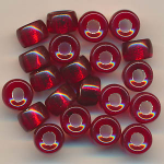 Glasperlen rot Silberblatt, Inhalt 21 St&uuml;ck, Gr&ouml;&szlig;e 9 x 6 mm