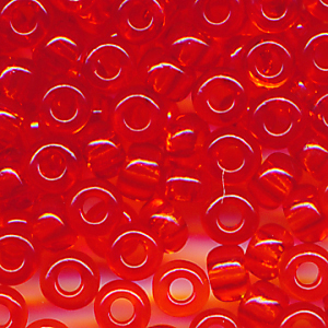 Rocailles klar hell rot, Größe 8/0  (3,0 mm), 100 Gramm