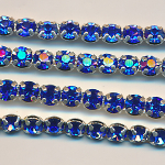 Strassborte saphir-blau, Inhalt 1 m, 200 Steine pro m, Diamantschliff, Gr&ouml;&szlig;e 5 mm