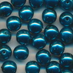Wachsperlen metallic blau, Inhalt 30 Stück, Größe 6 mm, Glasperlen