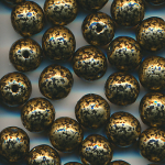 Wachsperlen gold schwarz getupft, Inhalt 40 St&uuml;ck, Gr&ouml;&szlig;e 6 mm, Glasperlen