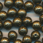 Wachsperlen gold schwarz getupft, Inhalt 30 St&uuml;ck, Gr&ouml;&szlig;e 8 mm, Glasperlen