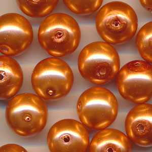 Wachsperlen orange-kupfer, Inhalt 10 Stück, Größe 10 mm, Glasperlen*