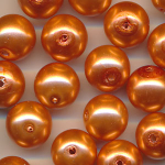 Wachsperlen orange-kupfer, Inhalt 10 Stück, Größe 10 mm, Glasperlen