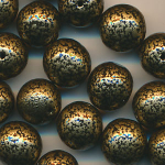 Wachsperlen gold schwarz getupft, Inhalt 15 St&uuml;ck, Gr&ouml;&szlig;e 10 mm, Glasperlen