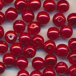 Wachsperlen rot, Inhalt 40 St&uuml;ck, Gr&ouml;&szlig;e 4 mm, Glasperlen