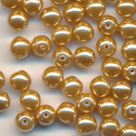 Wachsperlen brokat gold, Inhalt 40 St&uuml;ck, Gr&ouml;&szlig;e 4 mm, Glasperlen