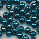Wachsperlen petrol-blau metallic, Inhalt 40 St&uuml;ck, Gr&ouml;&szlig;e 4 mm, Glasperlen