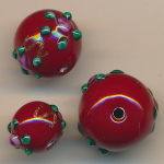Unikat-Perlen, rot gr&uuml;n, Inhalt 3 St&uuml;ck, Gr&ouml;&szlig;e 12 - 8 mm