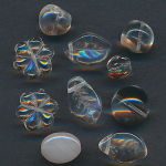 Glasperlen kristall klar, Inhalt 10 St&uuml;ck, Gr&ouml;&szlig;e 12 -8 mm