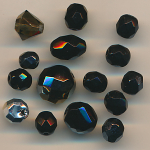 Glasperlen schwarz, Inhalt 20 St&uuml;ck, Gr&ouml;&szlig;e 11 - 6 mm, facettiert