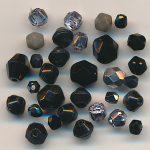 Facettenperle schwarz silber, Inhalt 30 St&uuml;ck, Gr&ouml;&szlig;e 7 - 4 mm, Glasperlen
