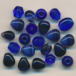 Glasperlen blau, Inhalt 12 St&uuml;ck, Gr&ouml;&szlig;e 16 - 8 mm