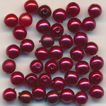Wachsperlen Mix rot, Inhalt 40 St&uuml;ck, Gr&ouml;&szlig;e 4 mm, b&ouml;hmisch Glas