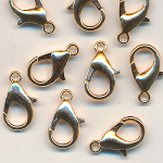 Kettenverschluss goldfarben, Inhalt 3 St&uuml;ck, Gr&ouml;&szlig;e 14 mm, Karabiner
