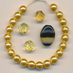 Glasperlen gold schwarz, Inhalt 24 St&uuml;ck, Gr&ouml;&szlig;e 6 - 16 mm, Mix
